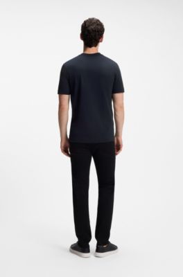 Cotton-jersey T-shirt with logo detail, Dark Blue