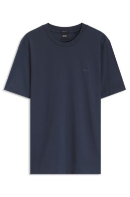 Cotton-jersey T-shirt with logo detail, Dark Blue
