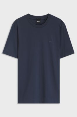 Cotton-jersey T-shirt with logo detail, Dark Blue