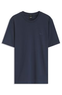 Cotton-jersey T-shirt with logo detail, Dark Blue