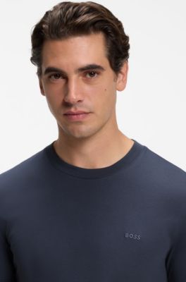 Cotton-jersey T-shirt with logo detail, Dark Blue