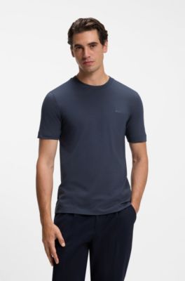 Cotton-jersey T-shirt with logo detail, Dark Blue