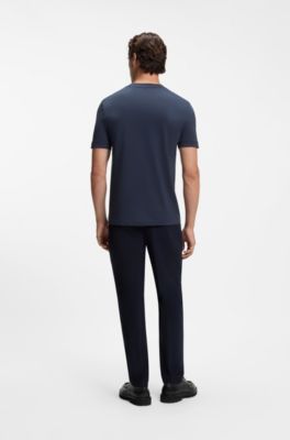 Cotton-jersey T-shirt with logo detail, Dark Blue