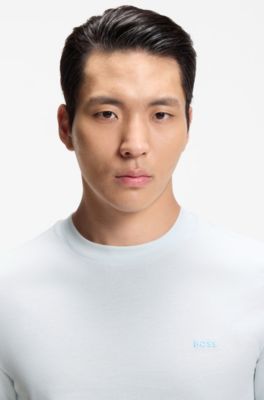 Cotton-jersey T-shirt with logo detail, Light Blue