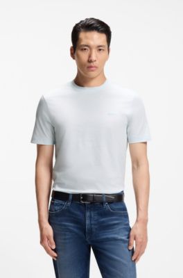 Cotton-jersey T-shirt with logo detail, Light Blue