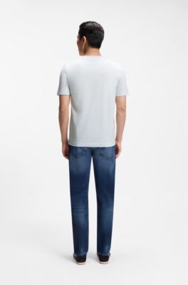 Cotton-jersey T-shirt with logo detail, Light Blue