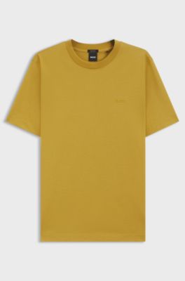 Cotton-jersey T-shirt with logo detail, Gold