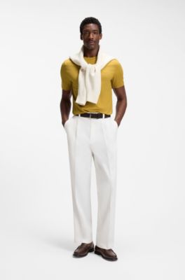 T-shirt in jersey di cotone con dettaglio logo, Oro
