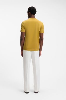 T-shirt in jersey di cotone con dettaglio logo, Oro