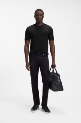 Regular-fit T-shirt in cotton jersey, Black