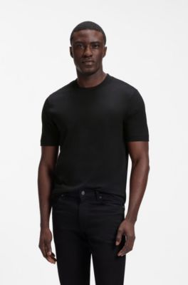 Regular-fit T-shirt in cotton jersey, Black