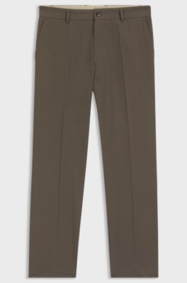 Straight-fit broek van waterafstotende katoenen keperstof, Bruin