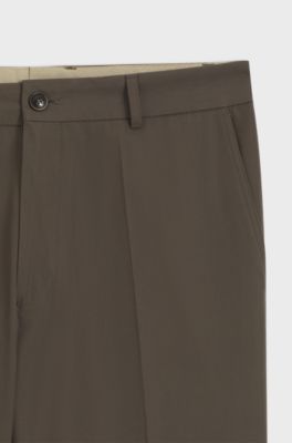 Straight-fit broek van waterafstotende katoenen keperstof, Bruin