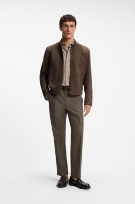 Straight-fit broek van waterafstotende katoenen keperstof, Bruin