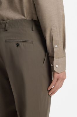 Straight-fit broek van waterafstotende katoenen keperstof, Bruin