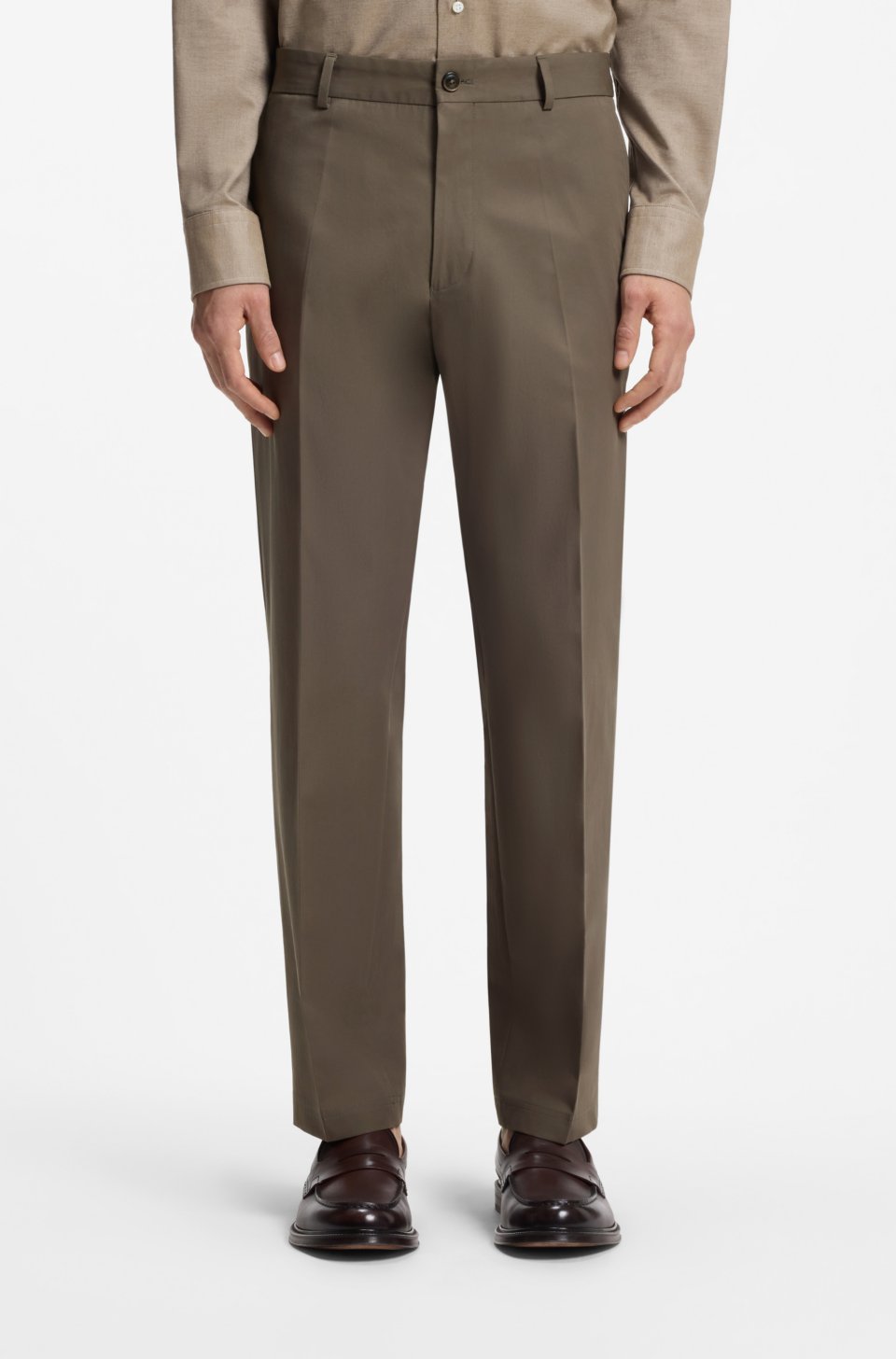 Straight-fit trousers in water-repellent cotton twill