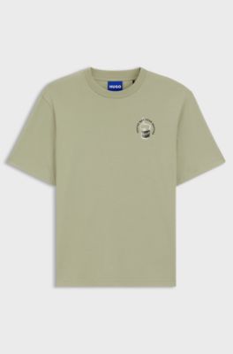 Cotton-jersey T-shirt with logo artwork, Light Green
