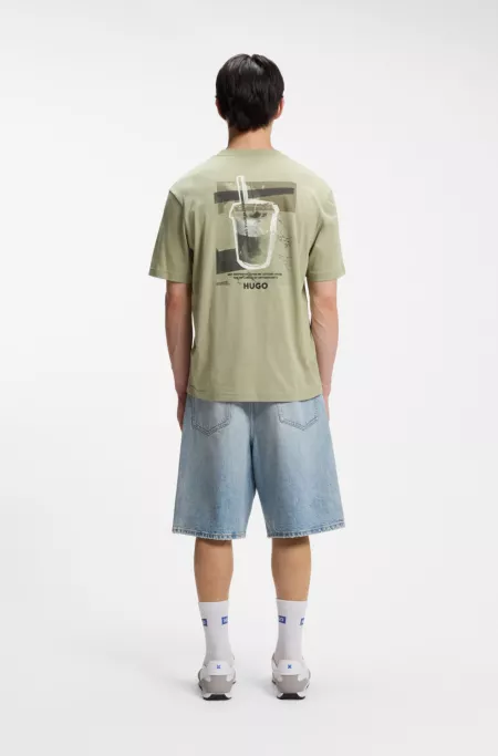 Cotton-jersey T-shirt with logo artwork