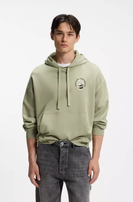 Cotton-terry hoodie with logo graphic