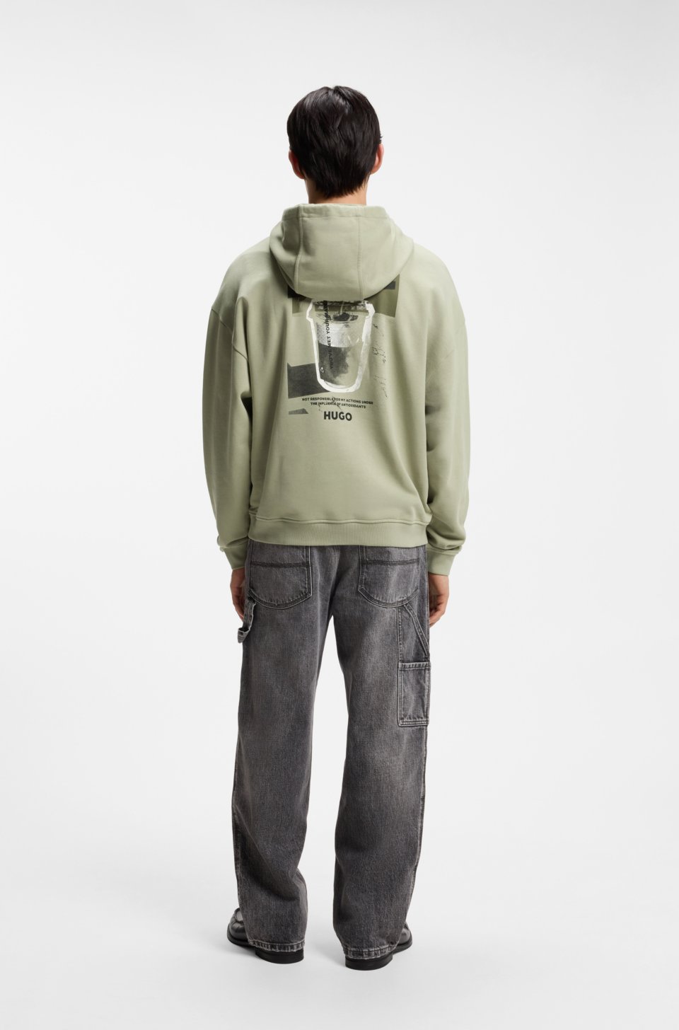 Cotton-terry hoodie with logo graphic