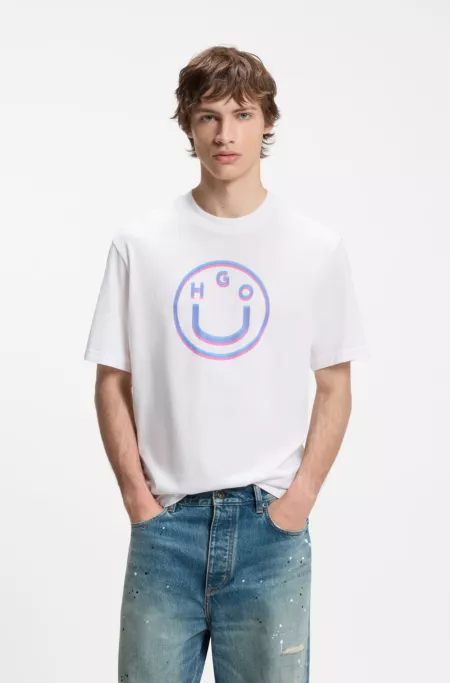 Camiseta de punto de algodón con estampado gráfico de logo