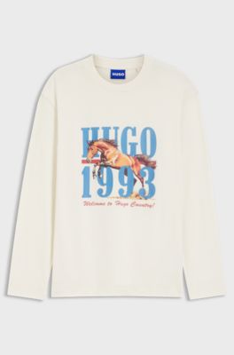 Cotton-jersey T-shirt with graphic print, Natural