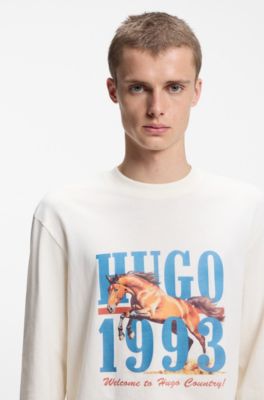 Cotton-jersey T-shirt with graphic print, Natural