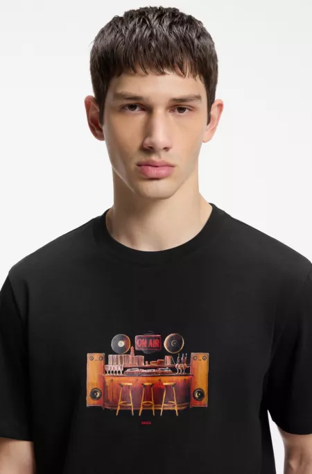 Cotton-jersey T-shirt with printed artwork