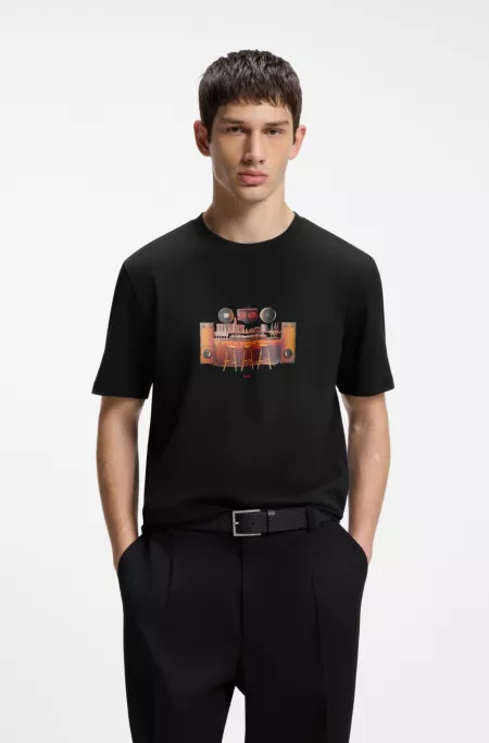 Cotton-jersey T-shirt with printed artwork