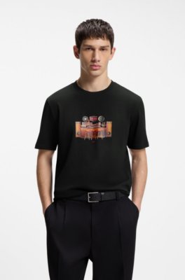 Cotton-jersey T-shirt with printed artwork