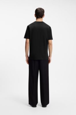 Cotton-jersey T-shirt with printed artwork, Black