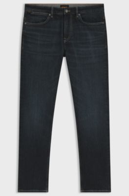 Slim-fit jeans with contrast stitching, Dark Blue