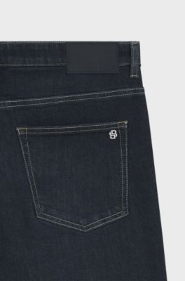 Slim-fit jeans with contrast stitching, Dark Blue