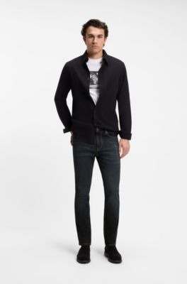 Slim-fit jeans with contrast stitching, Dark Blue