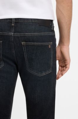 Delaware Slim-fit jeans with contrast stitching, Dark Blue