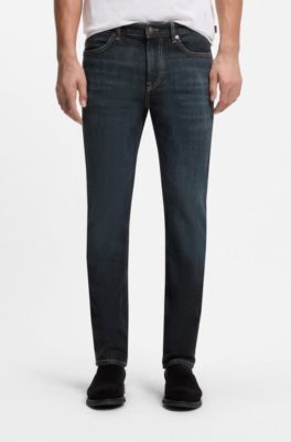 Slim-fit jeans with contrast stitching, Dark Blue
