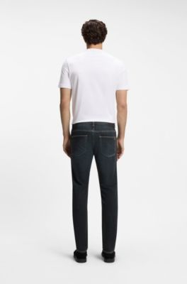 Jeans slim fit con impuntura a contrasto, Blu scuro