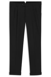 Tapered-fit trousers in stretch-cotton twill, Black