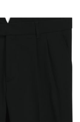 Tapered-fit trousers in stretch-cotton twill, Black