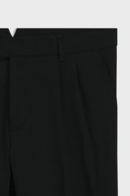Tapered-fit trousers in stretch-cotton twill, Black