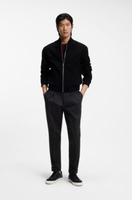 Tapered fit-byxor i stretchig bomullstwill, Svart