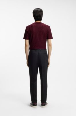 Pantaloni con fit affusolato in twill di cotone elasticizzato, Nero