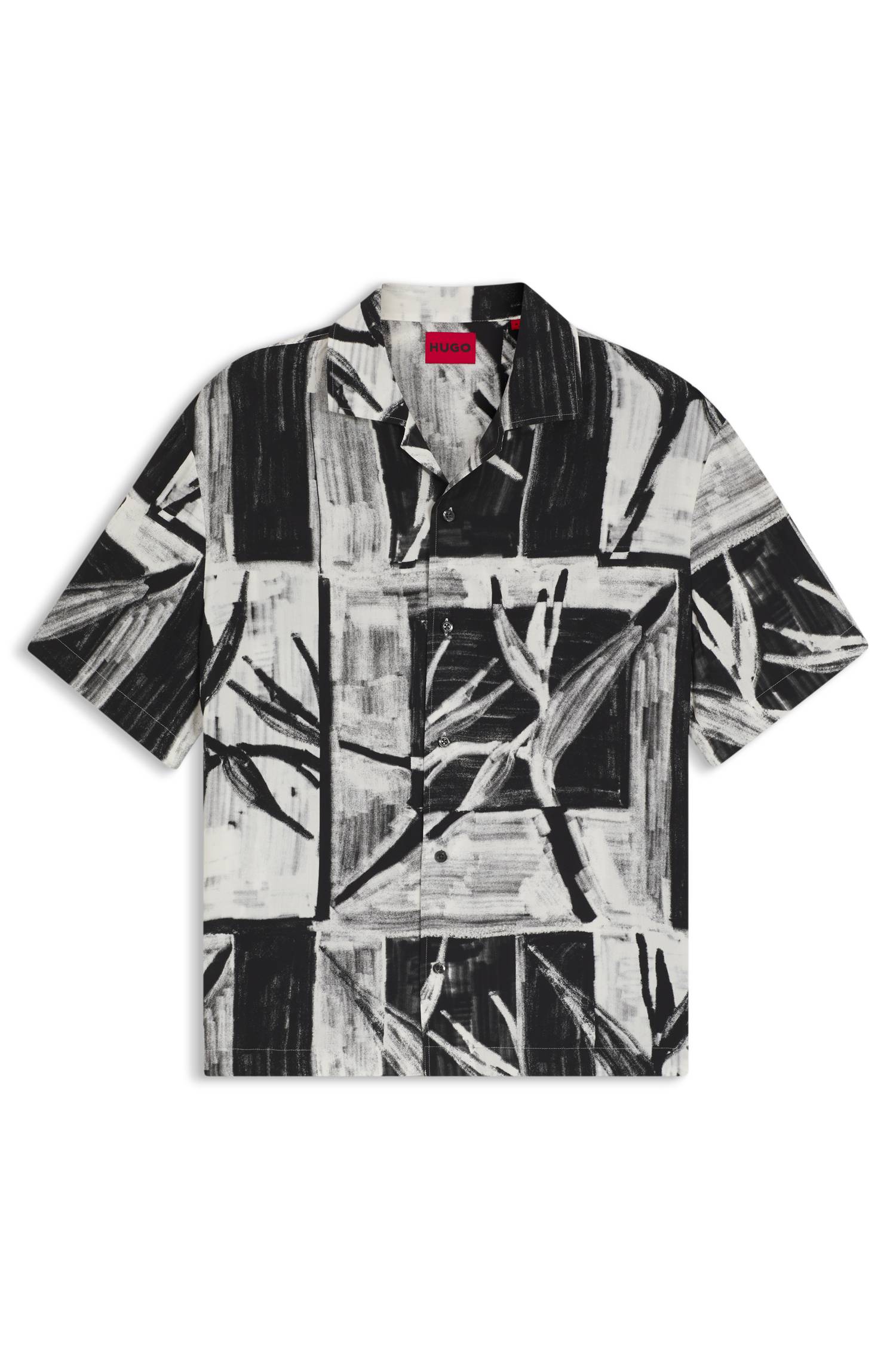 Hugo Oversized-fit printed shirt with camp collar skjortor & blusar herr – bild 4