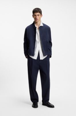 Oversized-fit printed shirt with camp collar, White