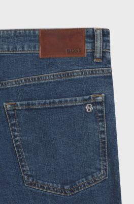 Tapered-fit jeans in comfort-stretch denim, Blue