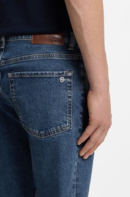 Tapered-fit jeans in comfort-stretch denim, Blue