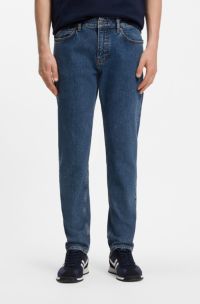 Jean Tapered en denim stretch confortable, Bleu
