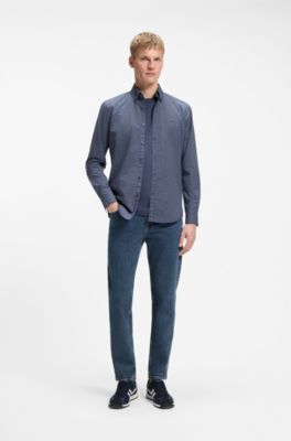 Regular-fit jeans in stretch cotton, Blue