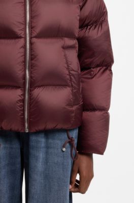 Water-repellent down puffer jacket, Brown