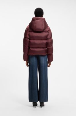 Water-repellent down puffer jacket, Brown